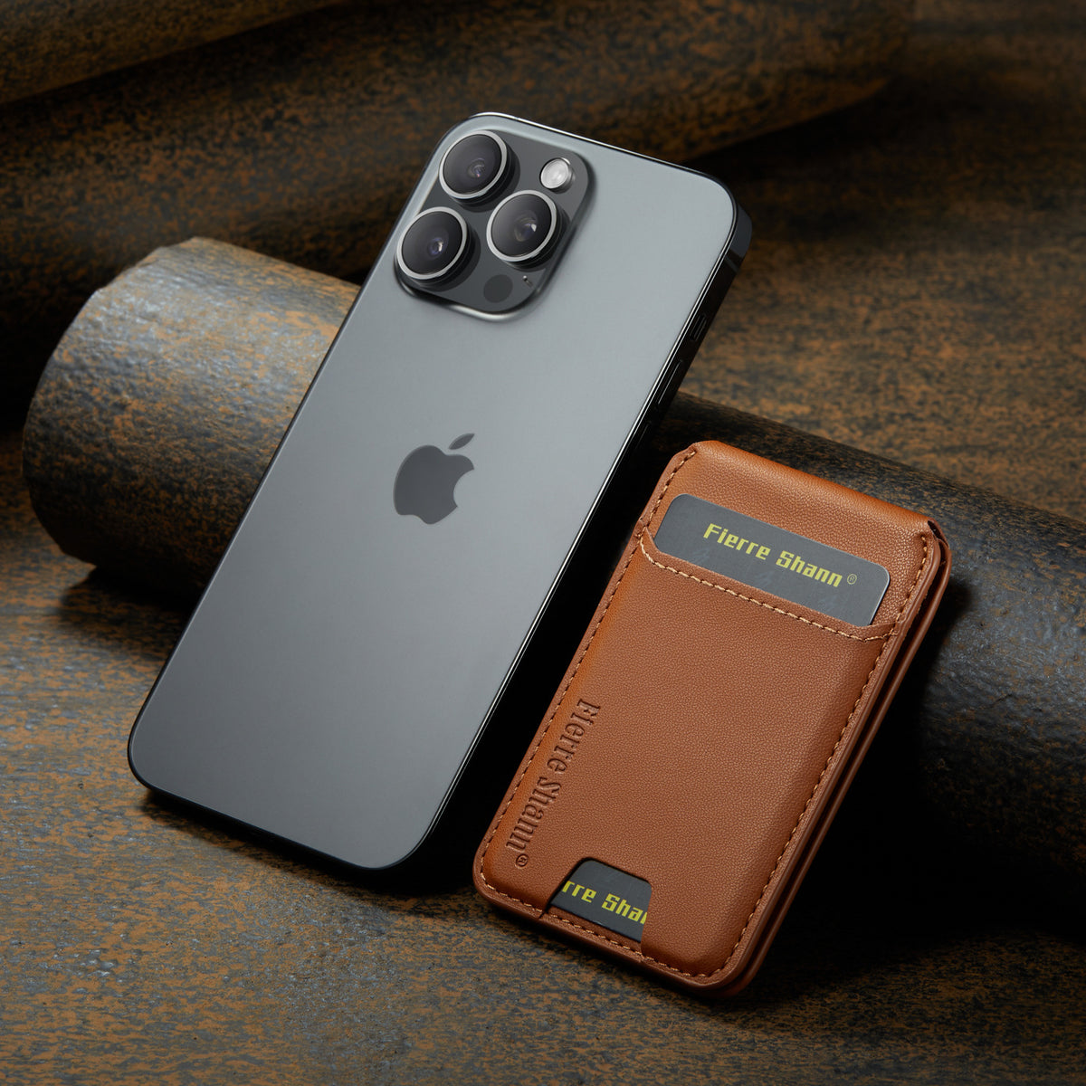 MagSafe-Compatible PU Leather Magnetic Card Holder Stand for iPhone