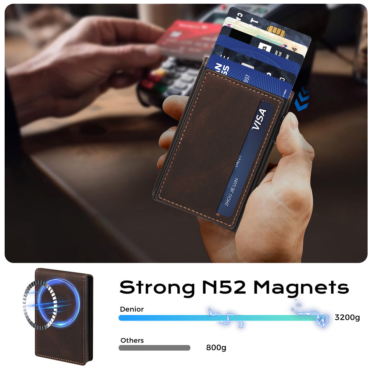 PU Leather MagSafe Wallet Case with Large Card Storage