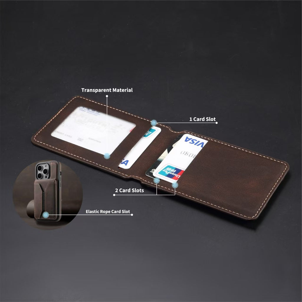 Multifunctional MagSafe-Compatible Wallet Stand for iPhone & Samsung