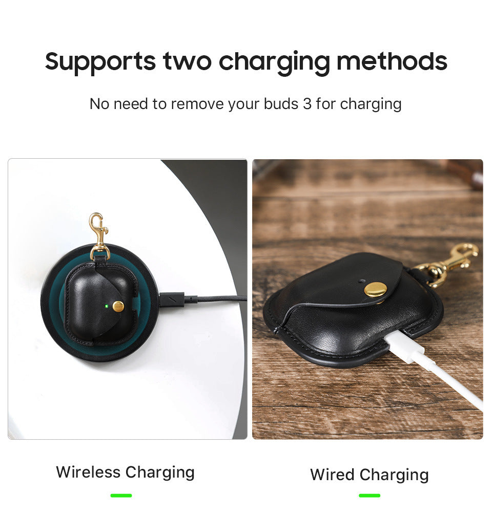 Premium Leather Protective Case for Samsung Galaxy Buds3