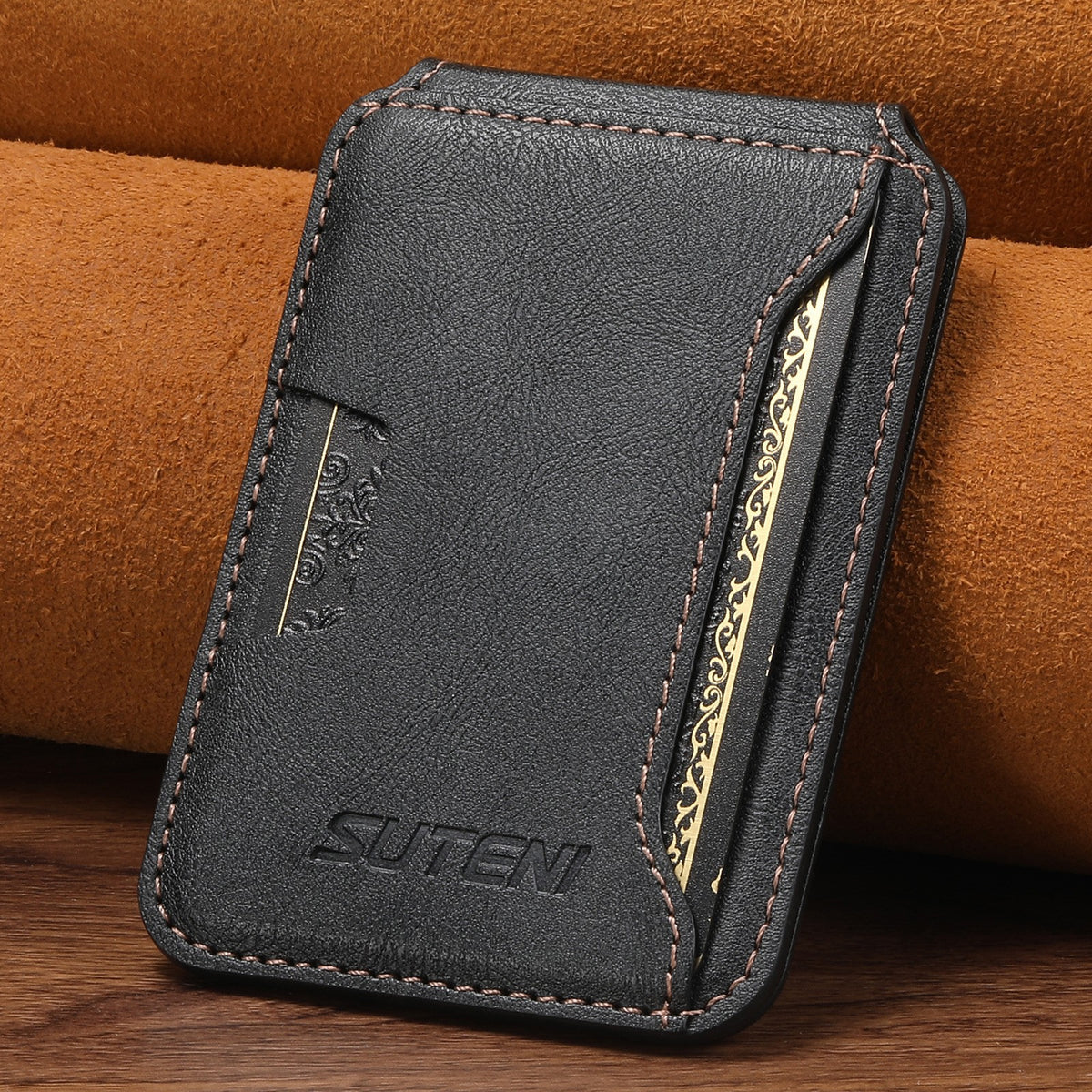Universal MagSafe-Compatible PU Leather Card Holder for iPhone & Android