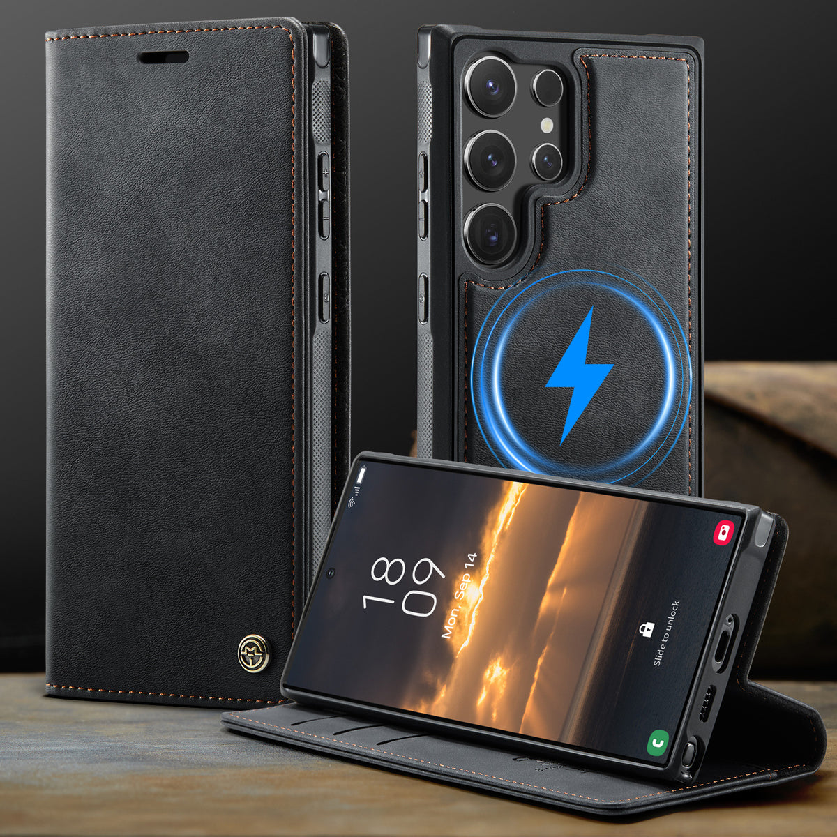 2-in-1 Detachable Magnetic PU Leather Flip Case with Stand for Samsung Galaxy S20-S25 Ultra