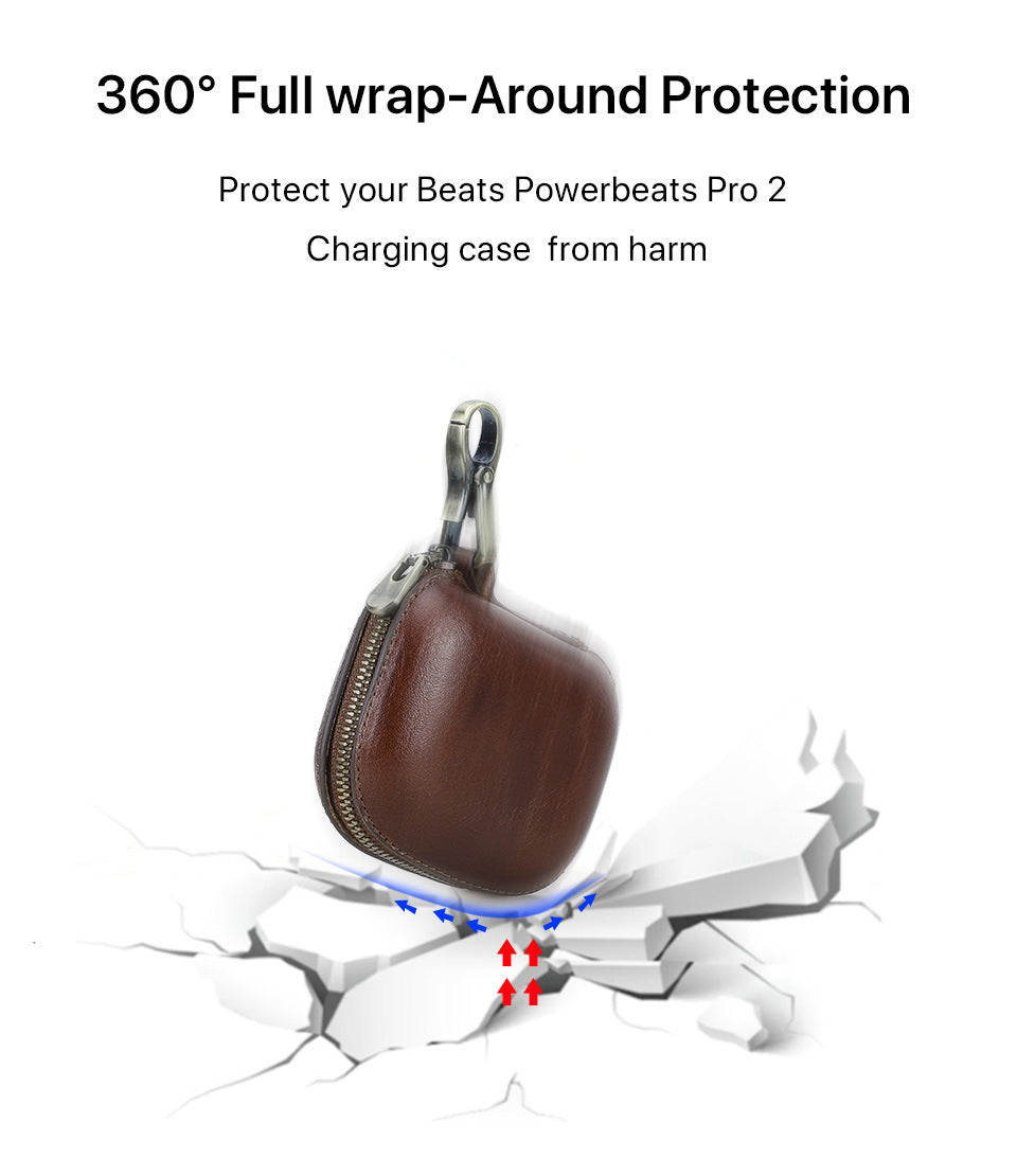 Protective Leather Case with Clip for Powerbeats Pro 2