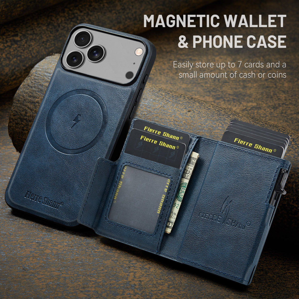 2-in-1 MagSafe PU Leather Case with Detachable Card Holder Stand for iPhone 11-17 Series