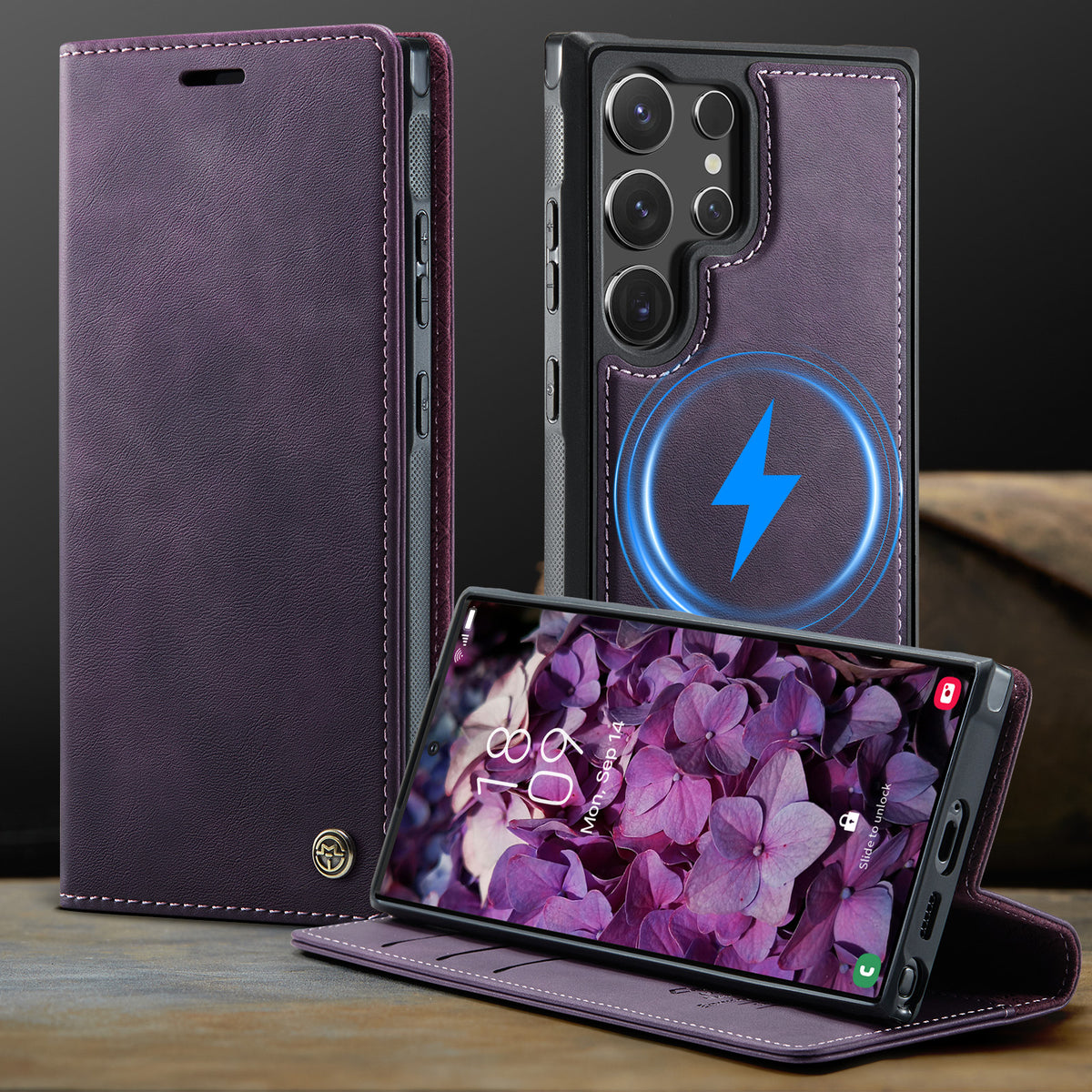 2-in-1 Detachable Magnetic PU Leather Flip Case with Stand for Samsung Galaxy S20-S25 Ultra