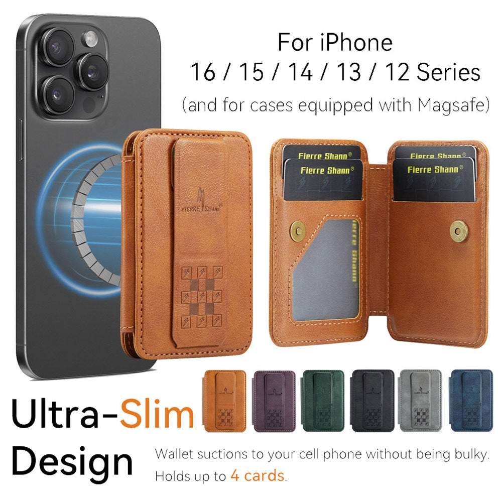 Ultra-Slim MagSafe-Compatible Magnetic Card Holder with Optional Stand