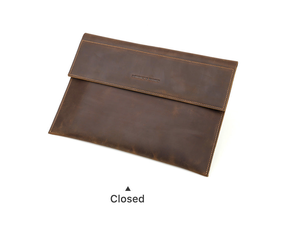 Leather Laptop Sleeve with Magnetic Closure for 13.3–14-inch MacBook