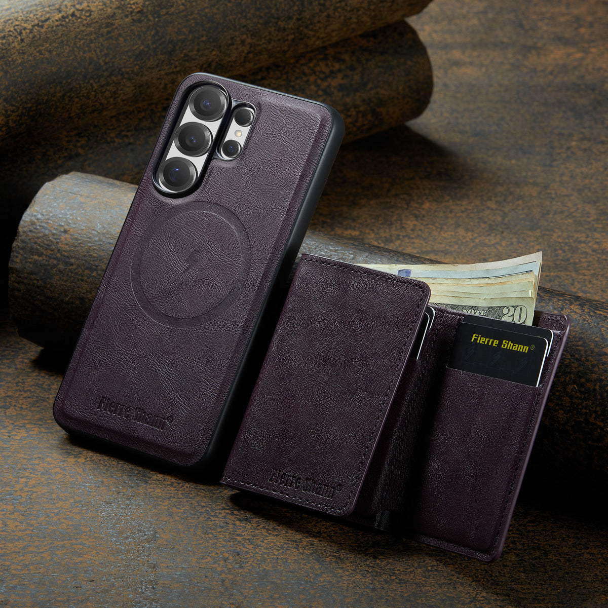 2-in-1 MagSafe-Compatible Case with Tri-Fold Wallet Stand for Samsung Galaxy S22–S26 Series