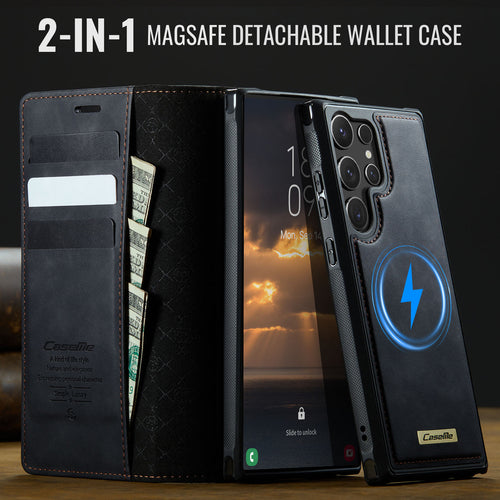 2-in-1 Detachable Magnetic PU Leather Flip Case with Stand for Samsung Galaxy S20-S25 Ultra