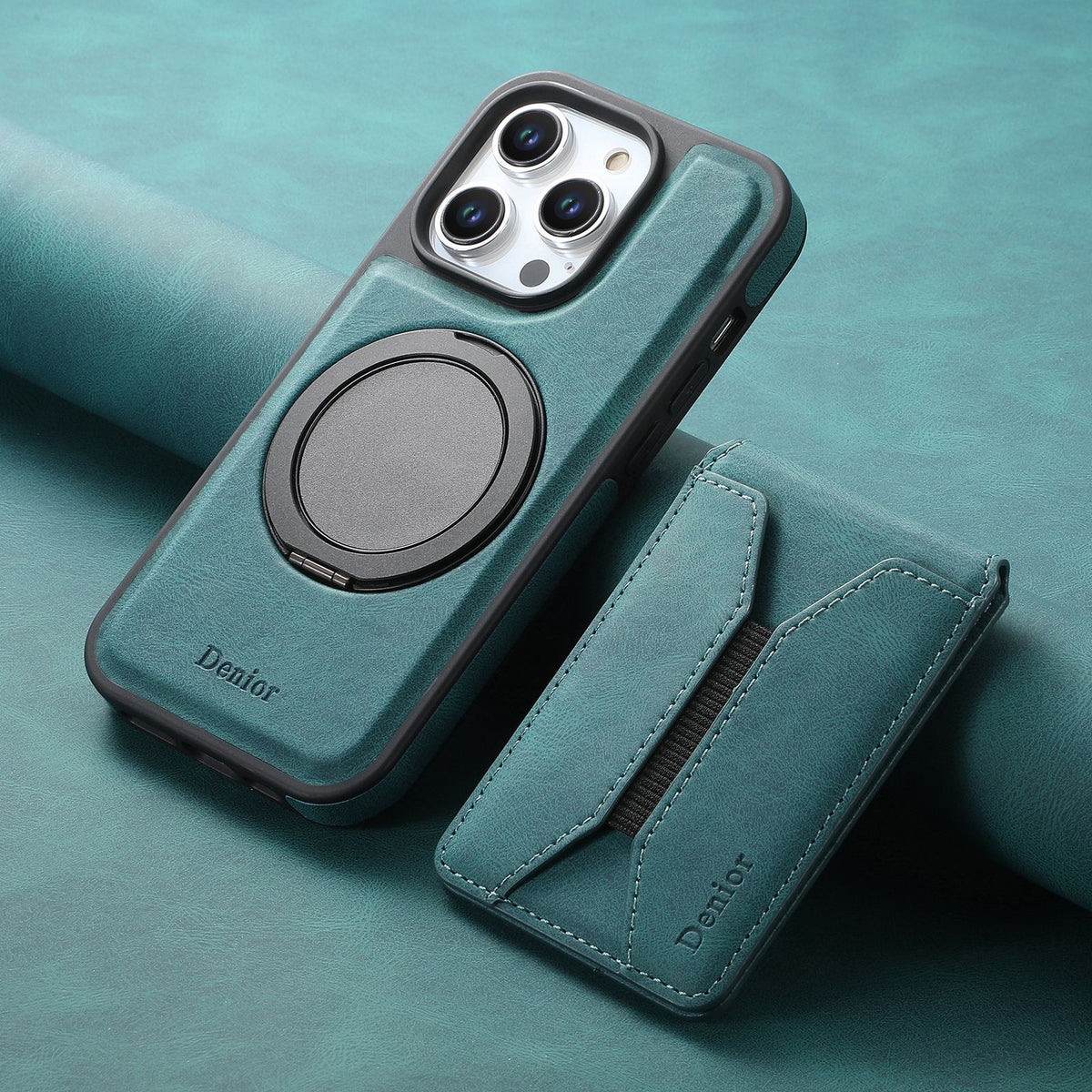 Magnetic Card Holder iPhone Case with Rotating Stand for iPhone 16/17 Pro