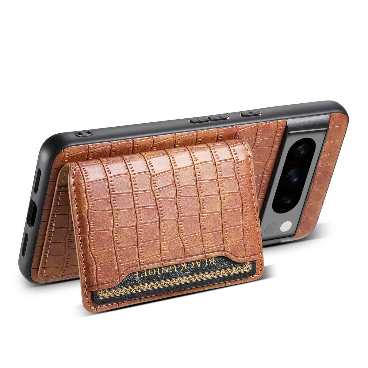 Croc-Texture PU Leather Wallet Case for Google Pixel 6–10 Series