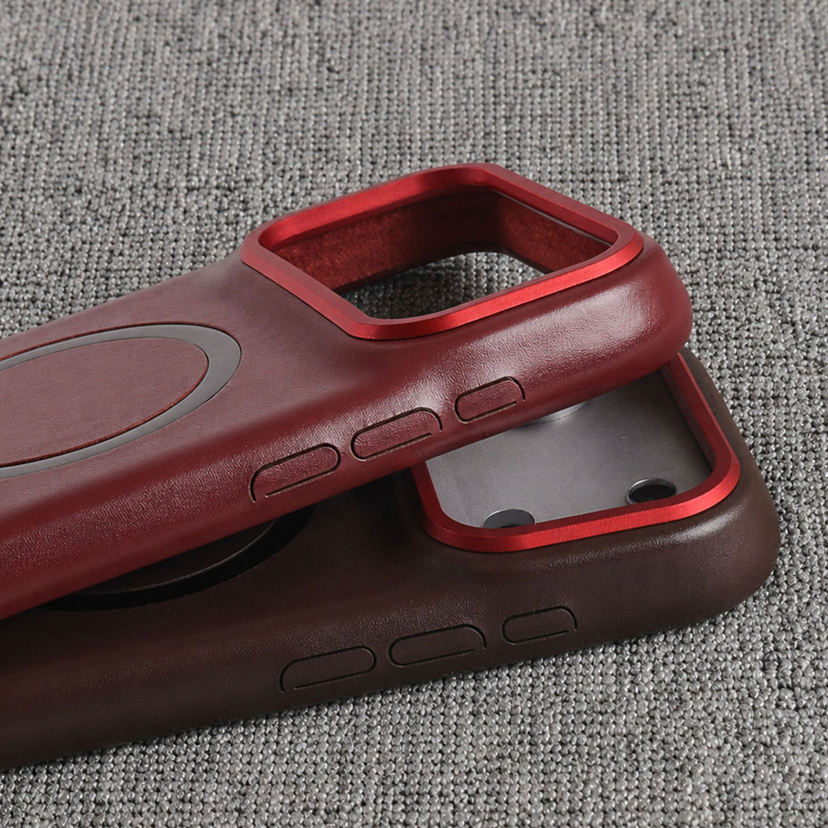 Solid-Color PU Leather MagSafe-Compatible Case for iPhone 14–17 Series