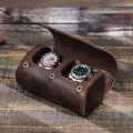 Vintage Crazy Horse Leather Travel Watch Roll for Two Watches