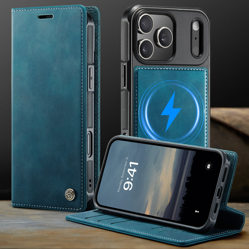 Detachable Leather Flip Case with MagSafe for iPhone 11-17 Pro Max