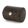 Handmade Genuine Leather Round Tie Travel Case with Magnetic Closure