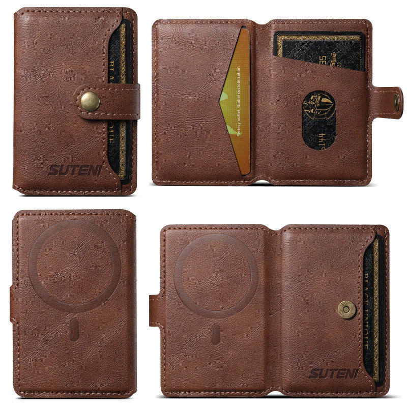Universal MagSafe-Compatible PU Leather Card Holder for iPhone & Android Phones