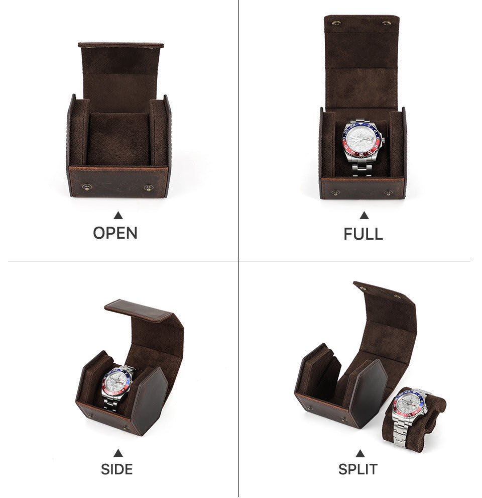 Handcrafted Hexagon Leather Luxury Watch Travel Case