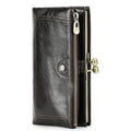 Top-Grain Cowhide Leather RFID-Blocking Long Wallet for Women with Metal Clasp