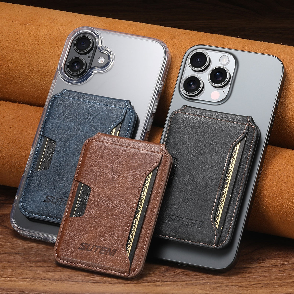 Universal MagSafe-Compatible PU Leather Card Holder for iPhone & Android