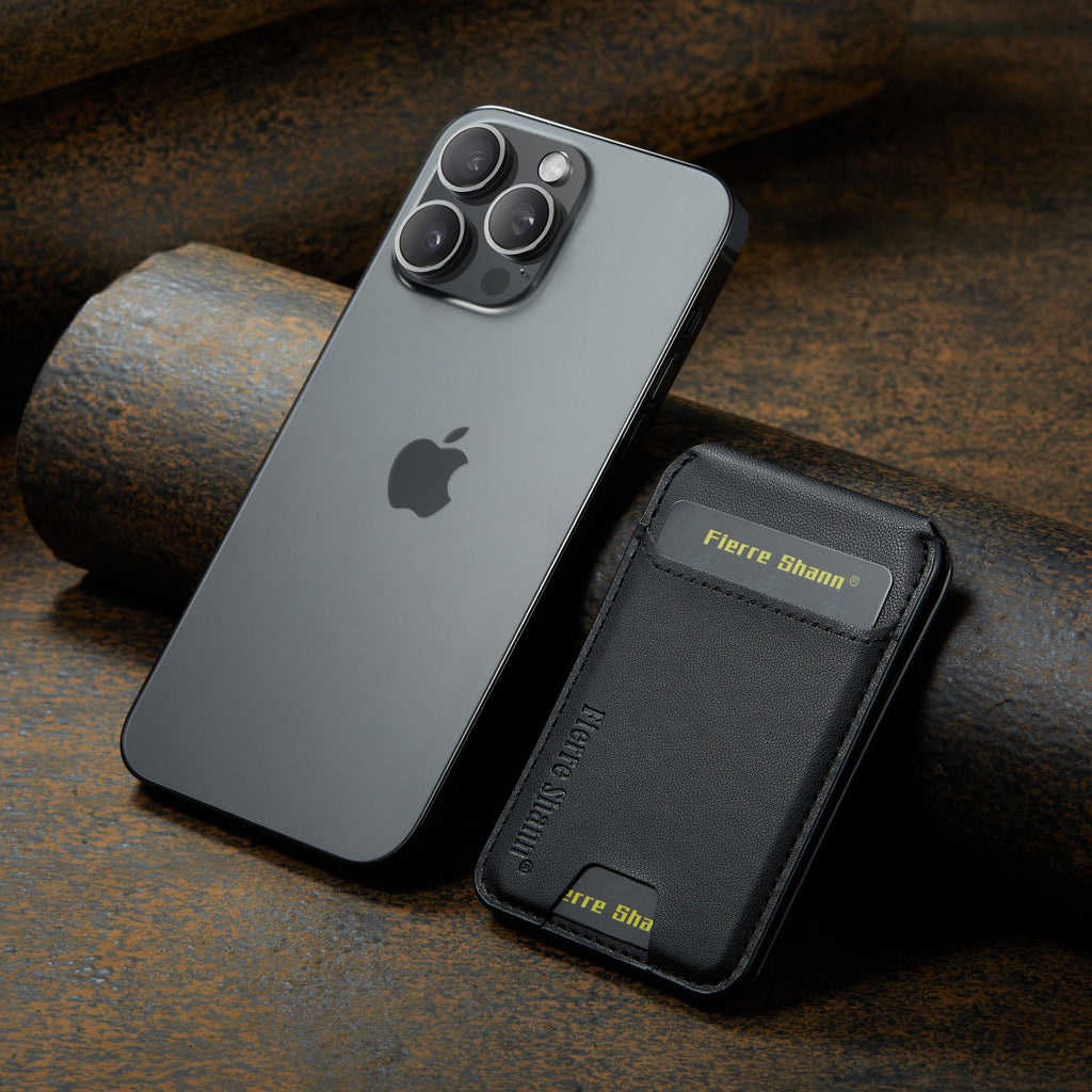 MagSafe-Compatible PU Leather Magnetic Card Holder Stand for iPhone