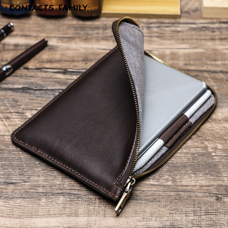Retro Leather Zipper Sleeve with Handle for iPad mini 6 / 7
