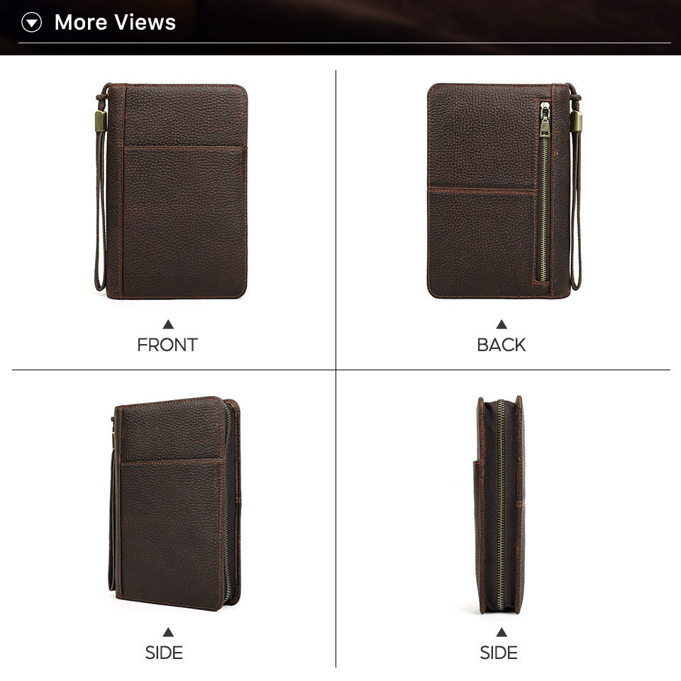 Genuine Leather Zipper Travel Cigar Case with Wrist Strap – Holds 5 Cigars