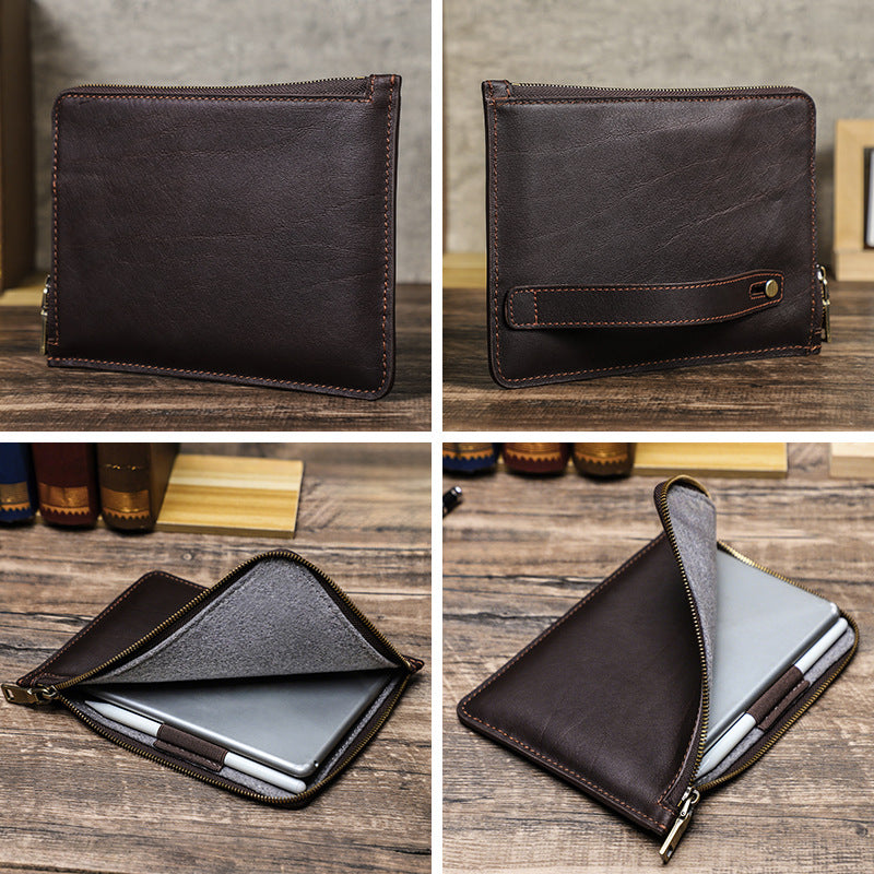 Retro Leather Zipper Sleeve with Handle for iPad mini 6 / 7