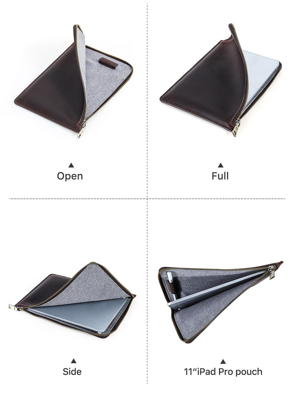 Retro Zippered Tablet Sleeve with Handle for 11-inch iPad Pro
