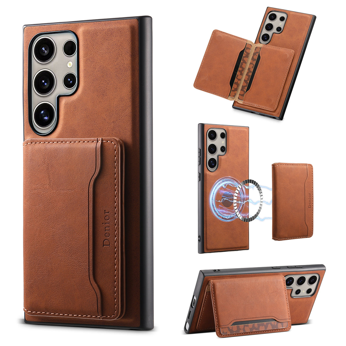 2-in-1 Magnetic Card Holder Case with Stand for Samsung Galaxy S23–S26 Ultra
