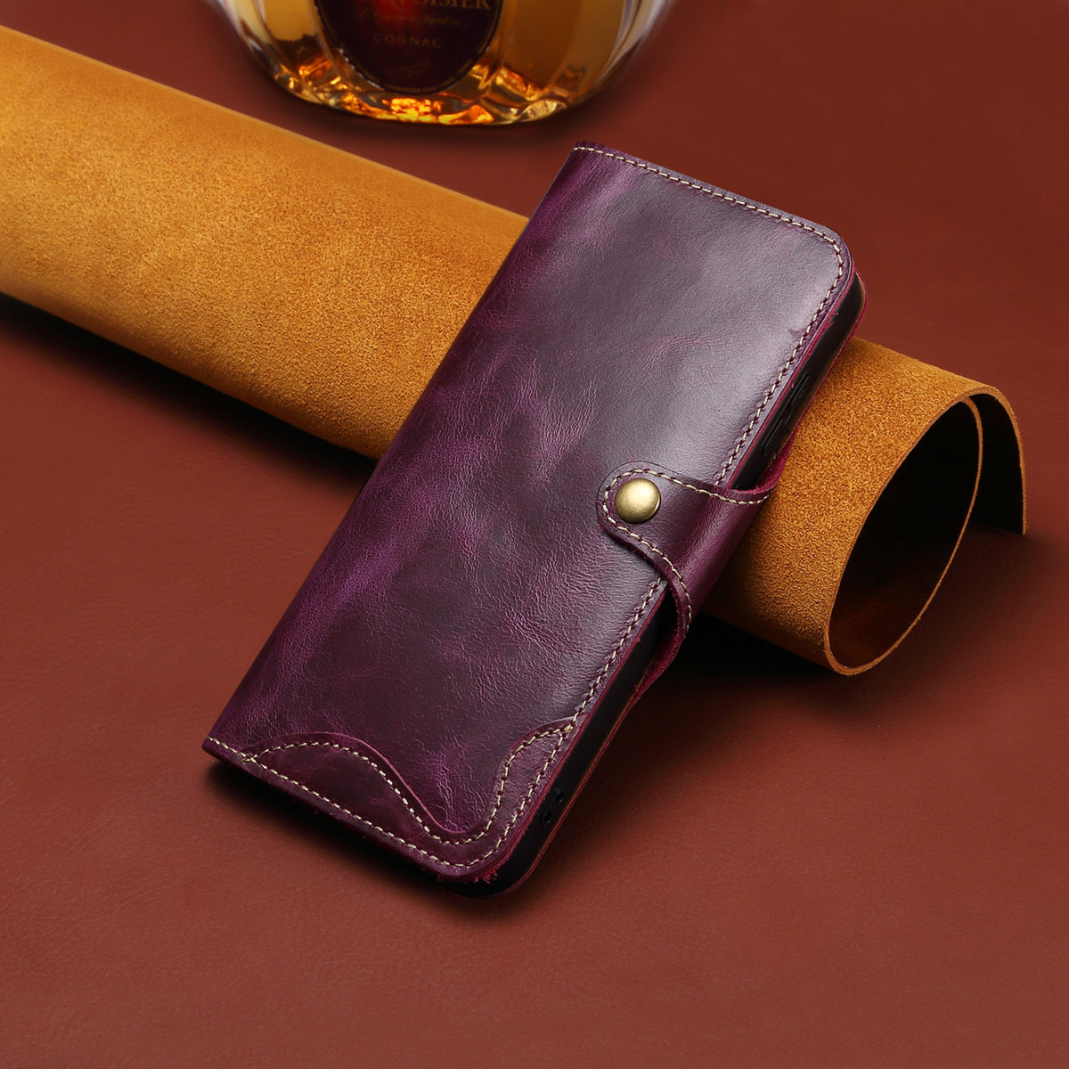 Retro Handmade Leather Wallet Case for iPhone 7-17 Pro Max