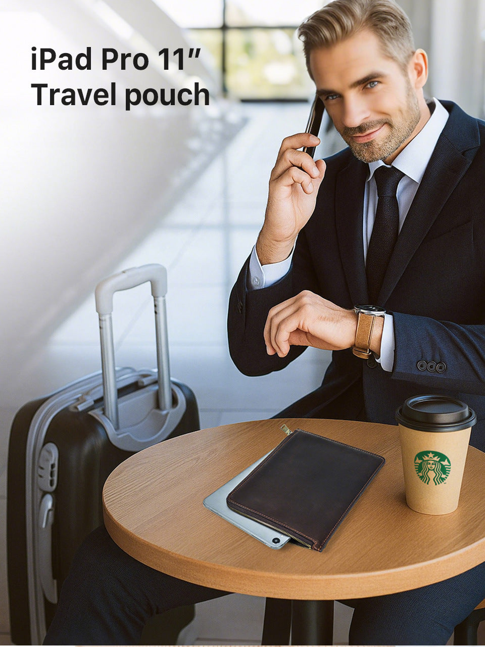 Retro Zippered Tablet Sleeve with Handle for 11-inch iPad Pro