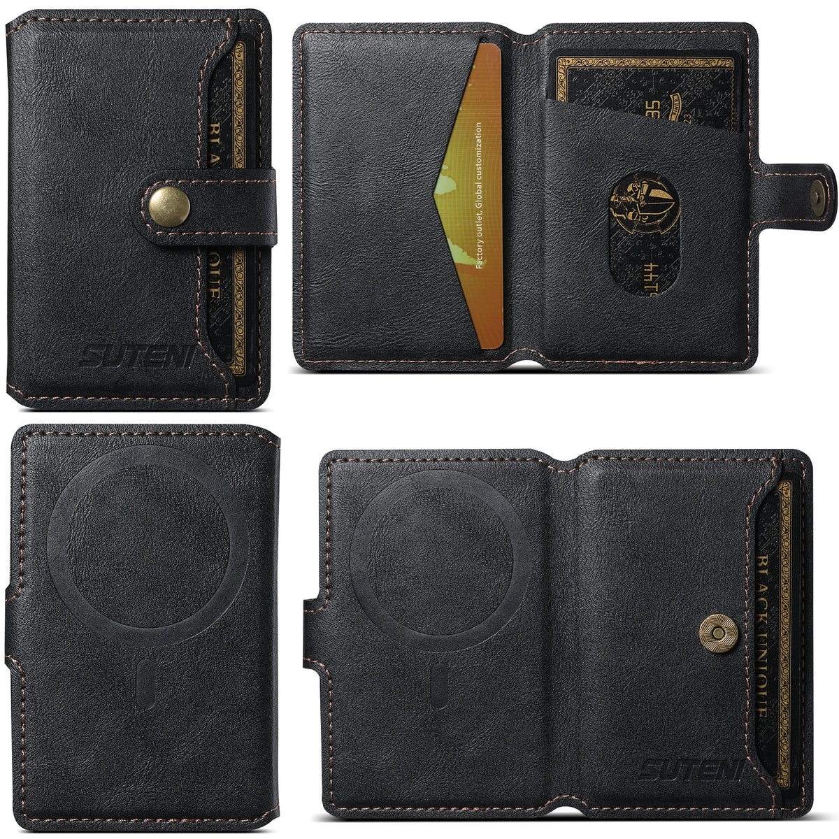 Universal MagSafe-Compatible PU Leather Card Holder for iPhone & Android Phones