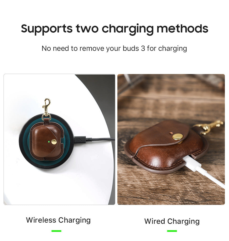 Premium Leather Protective Case for Samsung Galaxy Buds3