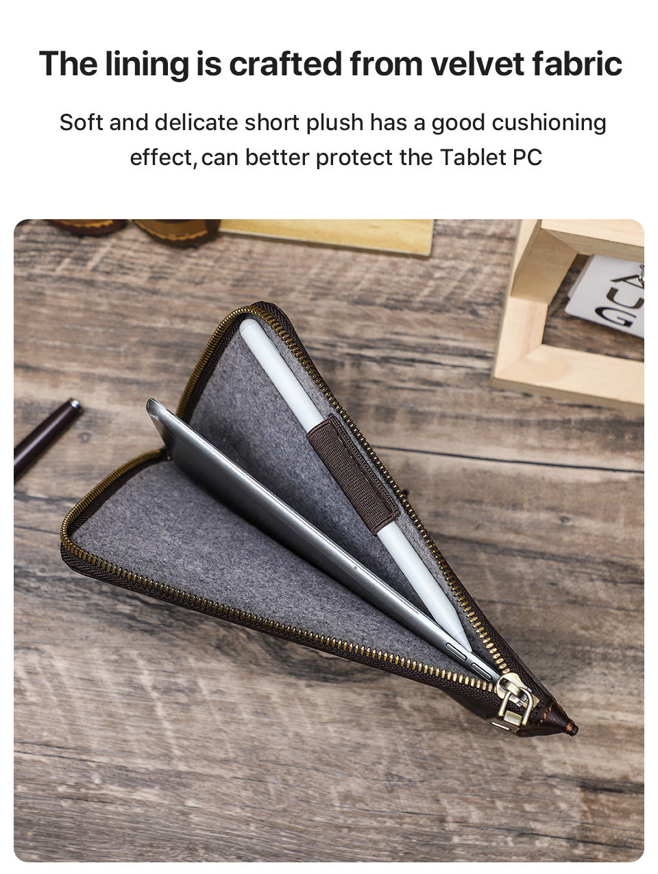 Retro Leather Zipper Sleeve with Handle for iPad mini 6 / 7