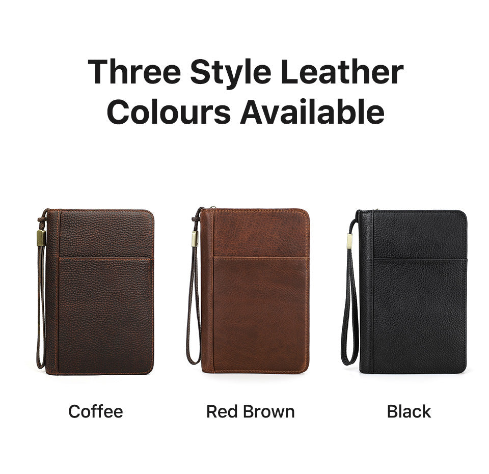 Genuine Leather Zipper Travel Cigar Case with Wrist Strap – Holds 5 Cigars