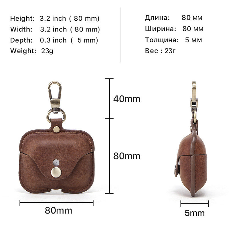 Full-Cover Leather Flip Case with Snap Closure for AirPods Pro