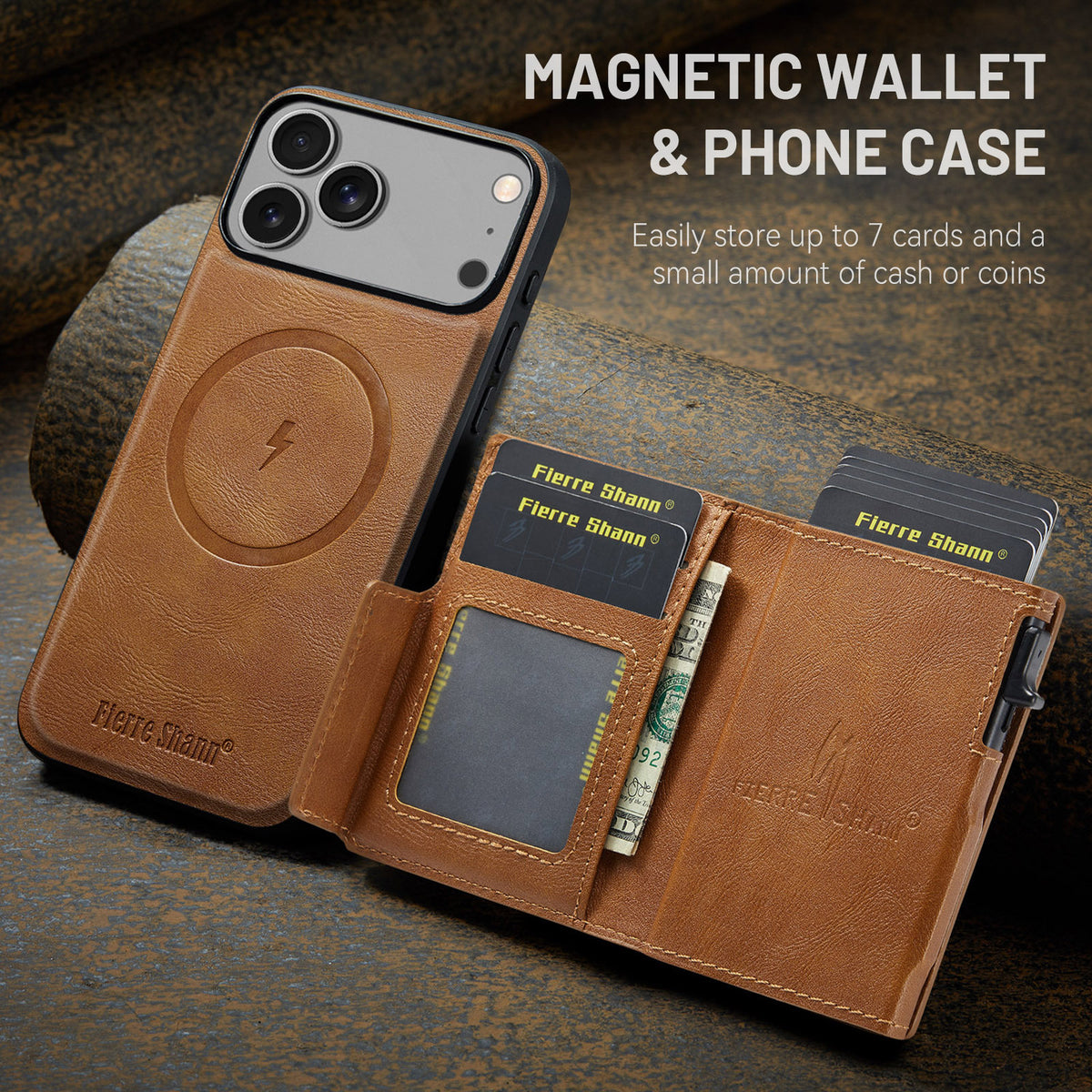 2-in-1 MagSafe PU Leather Case with Detachable Card Holder Stand for iPhone 11-17 Series