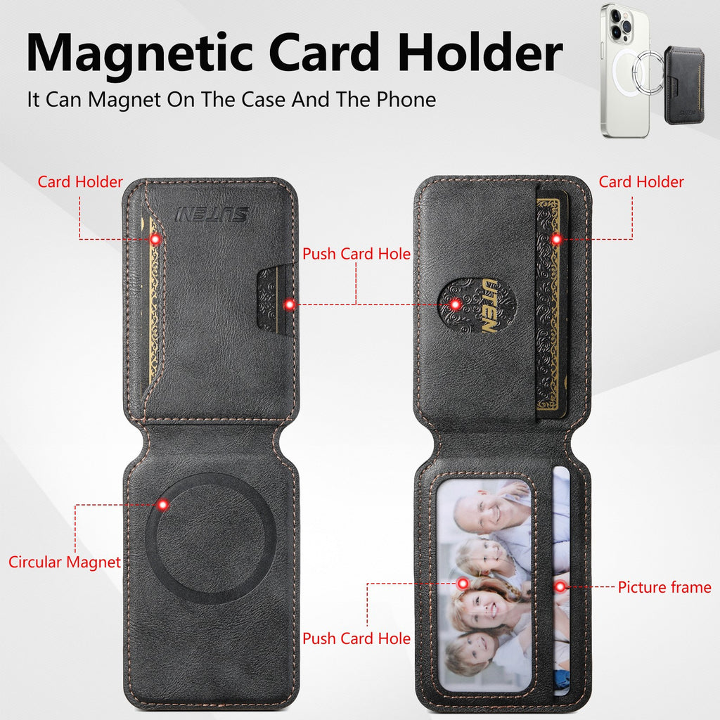 Universal MagSafe-Compatible PU Leather Card Holder for iPhone & Android