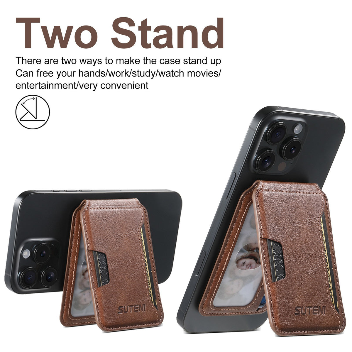 Universal MagSafe-Compatible PU Leather Card Holder for iPhone & Android