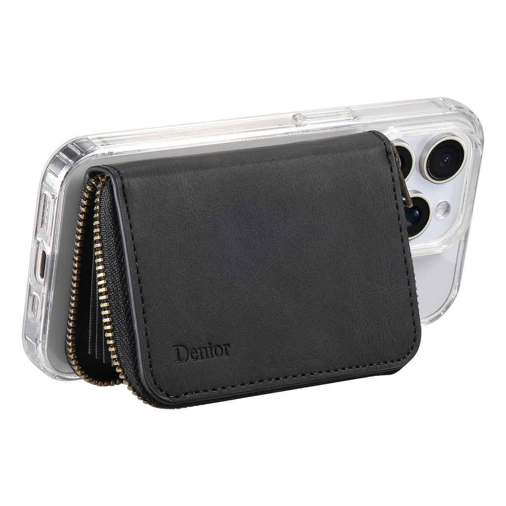 MagSafe-Compatible Multi-Card Zipper Wallet Stand for iPhone & Android