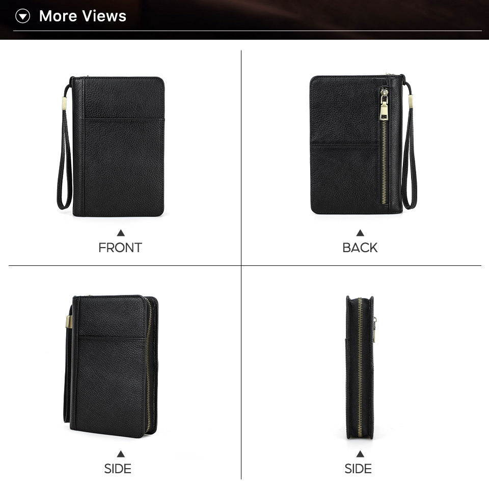 Genuine Leather Zipper Travel Cigar Case with Wrist Strap – Holds 5 Cigars