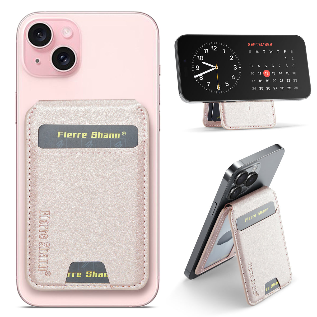 MagSafe-Compatible PU Leather Magnetic Card Holder Stand for iPhone