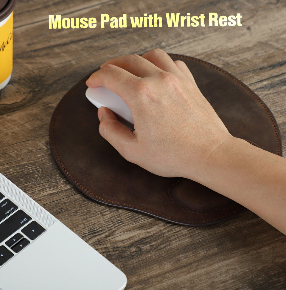 Mini Curved Leather Mouse Pad with Wrist Support