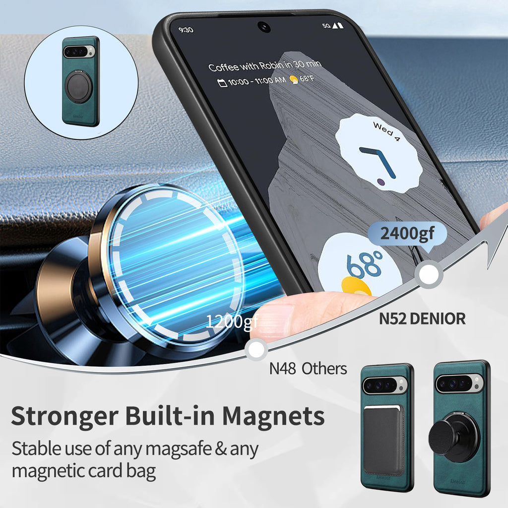 Magnetic Car Mount Case with Rotating Ring Stand for Google Pixel 7–10 Series