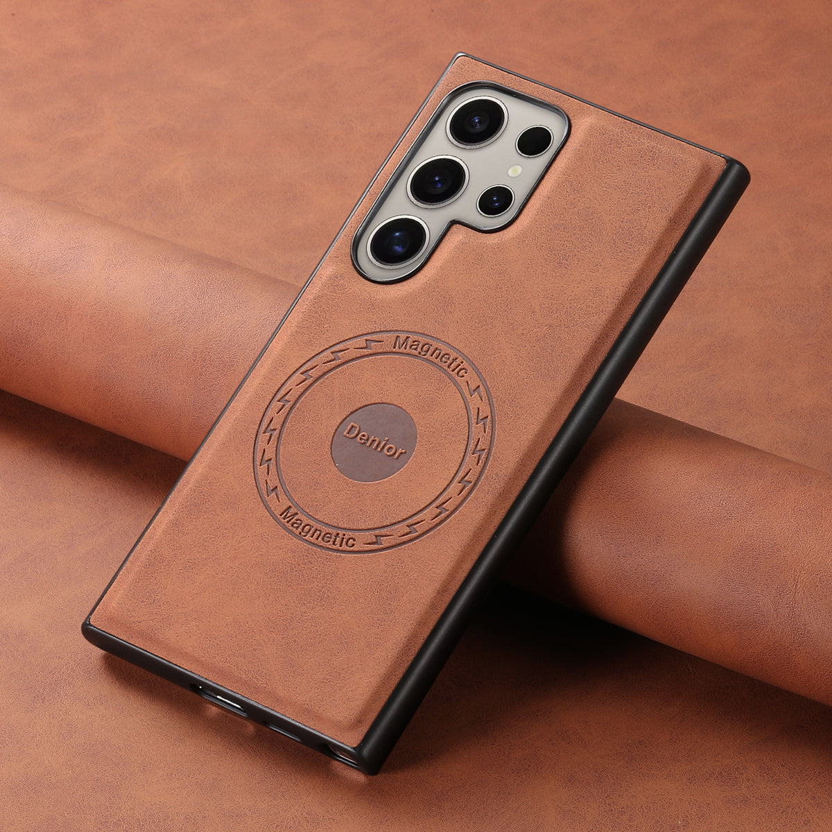 Retro Faux Leather Magnetic Charging Case for Samsung Galaxy S23 S24 S25 / S26 Ultra