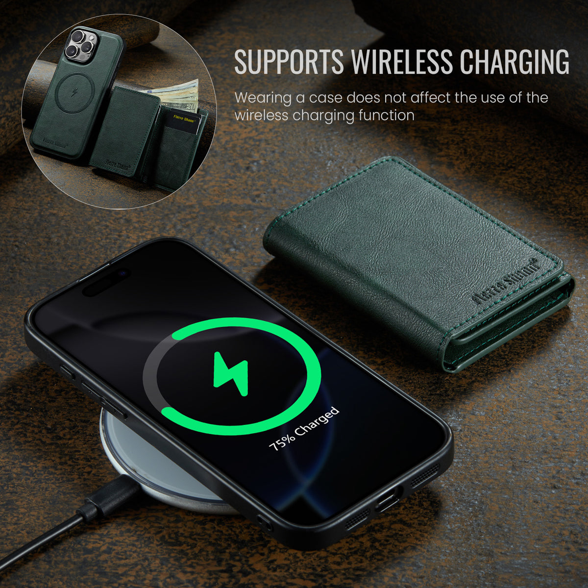 2-in-1 PU Leather MagSafe Case with Tri-Fold Wallet Stand for iPhone 11–17 Series