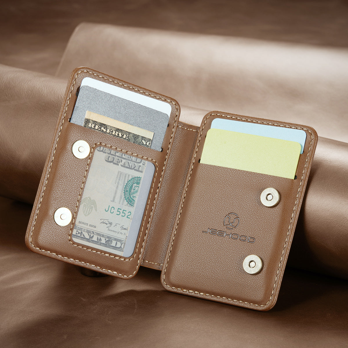 Universal RFID-Blocking MagSafe PU Leather Card Holder for iPhone & Android