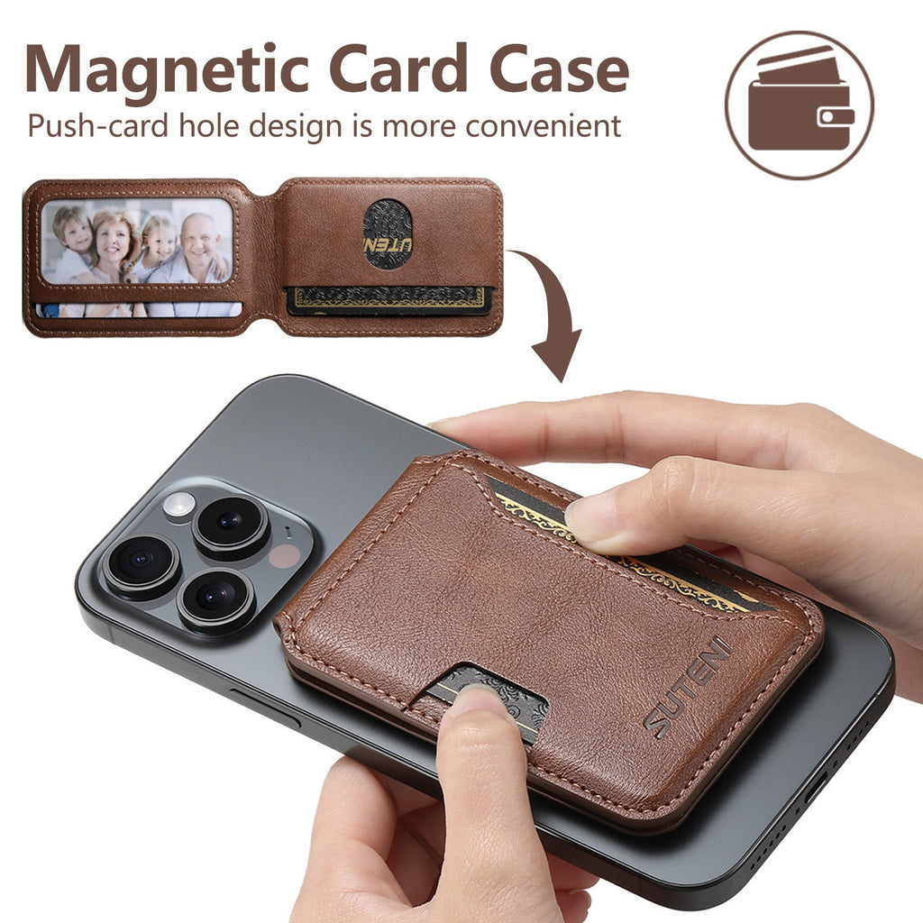 Universal MagSafe-Compatible PU Leather Card Holder for iPhone & Android
