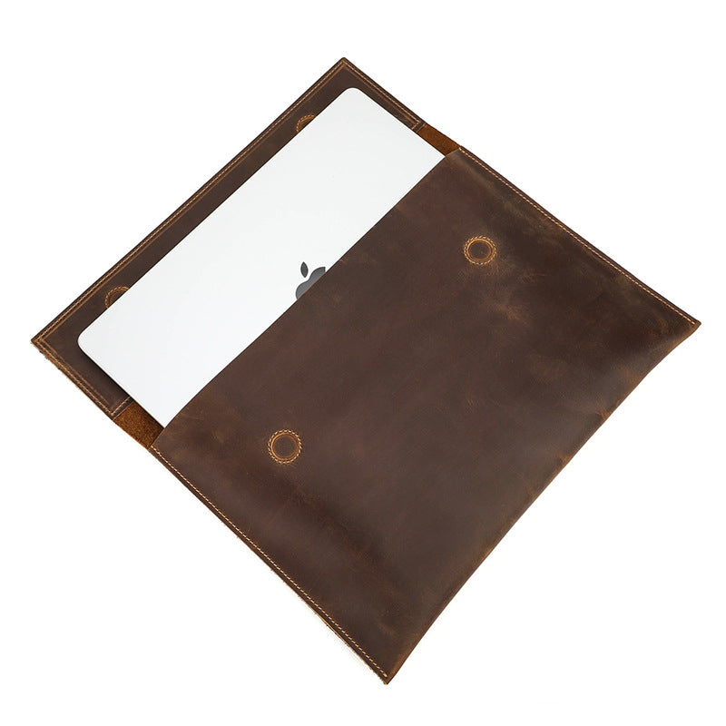 Leather Laptop Sleeve with Magnetic Closure for 13.3–14-inch MacBook