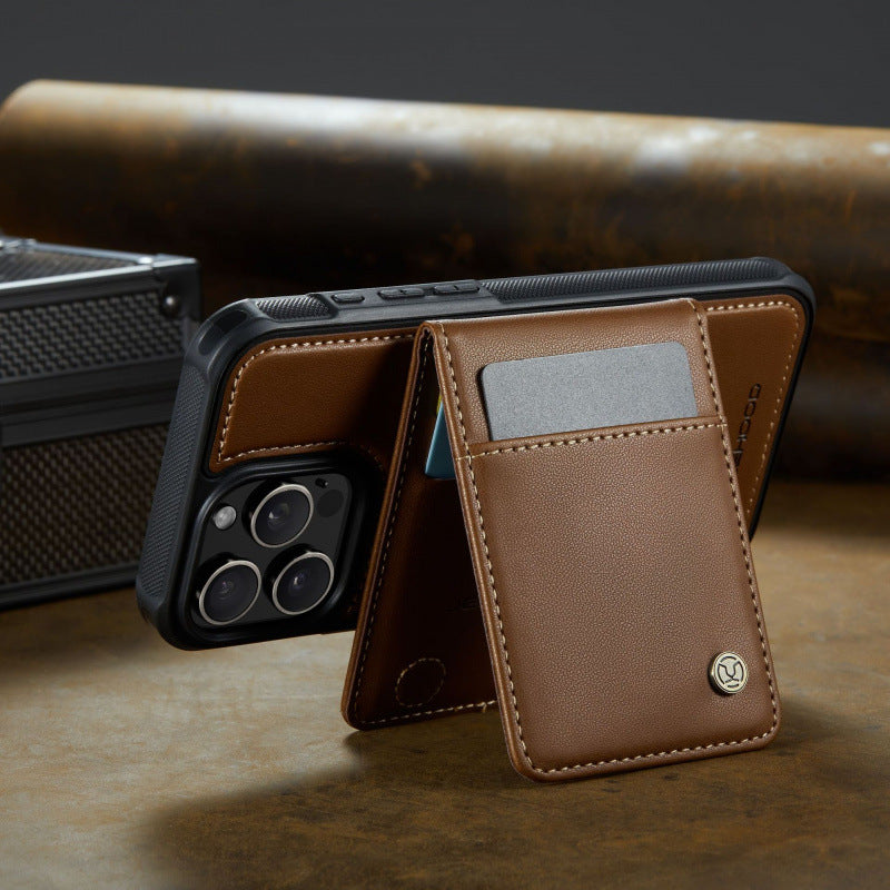 PU Leather Case MagSafe-Compatible with Detachable Card Holder for iPhone 11–17 Series